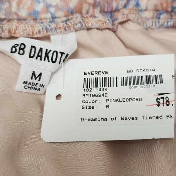 Evereve BB Dakota Tiered Mini Skirt Pink Leopard Print Size Medium - Picture 4 of 7